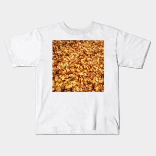 Gold yellow fall maple leaves Kids T-Shirt